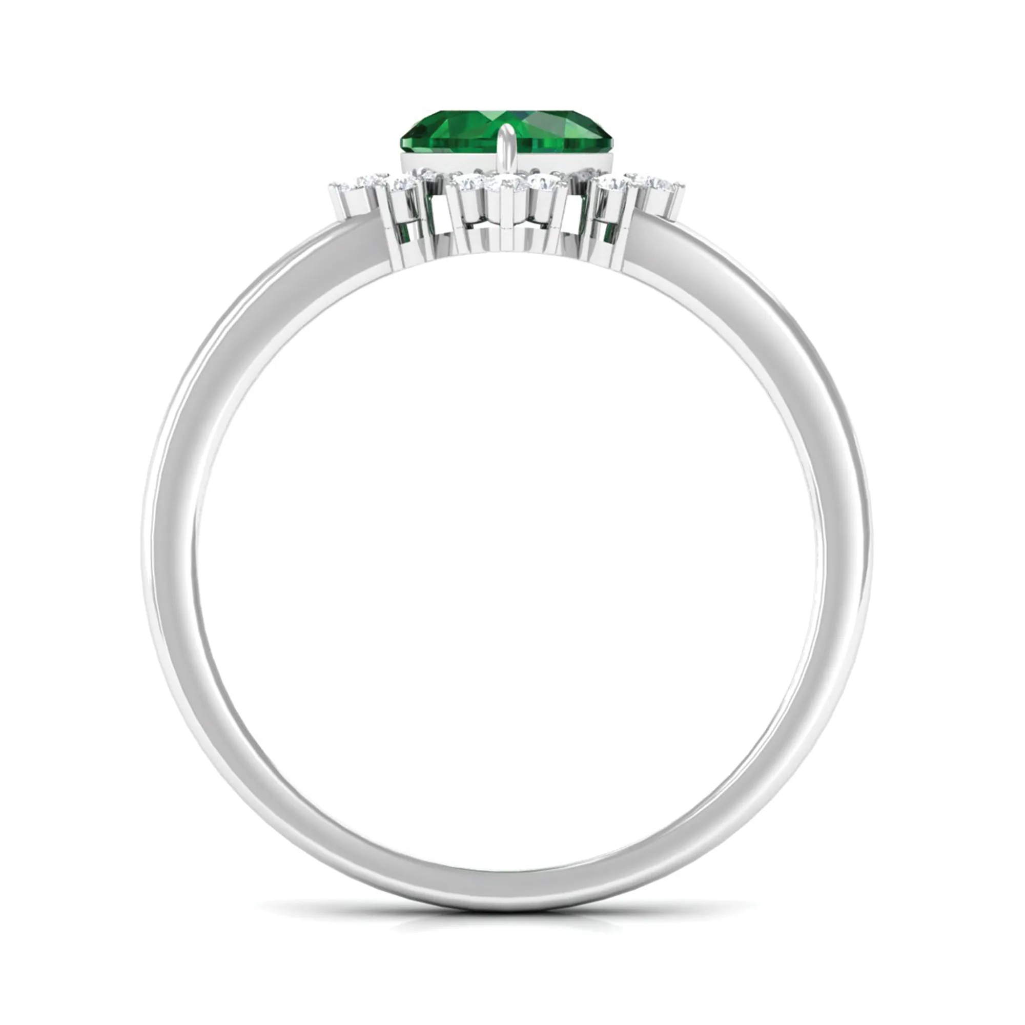 Heart Shape Created Emerald Promise Ring with Diamond Accent