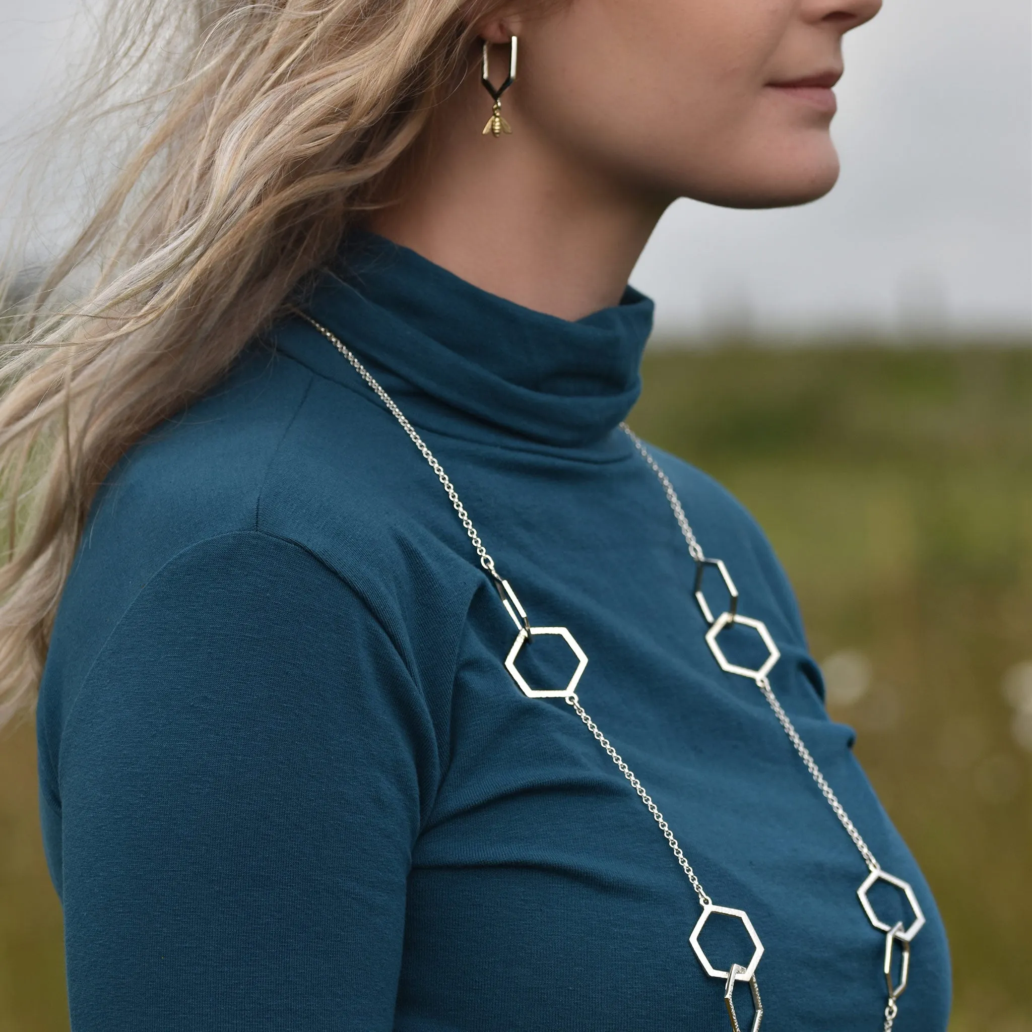 Honeycomb Medium 10-link Chain Necklace in Sterling Silver