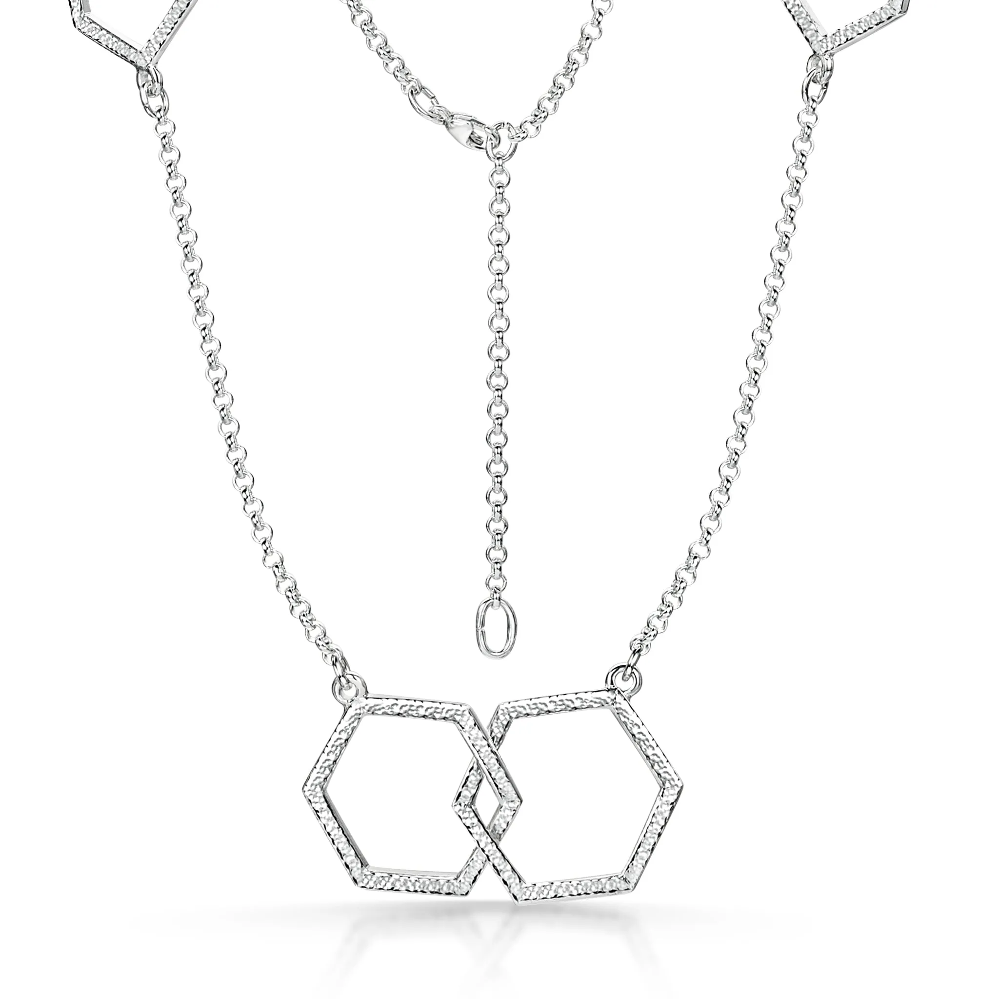 Honeycomb Medium 10-link Chain Necklace in Sterling Silver