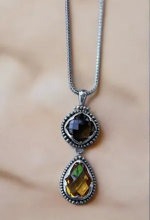 Janice Girardi Bali Style Smokey Quartz and Citrine Necklace