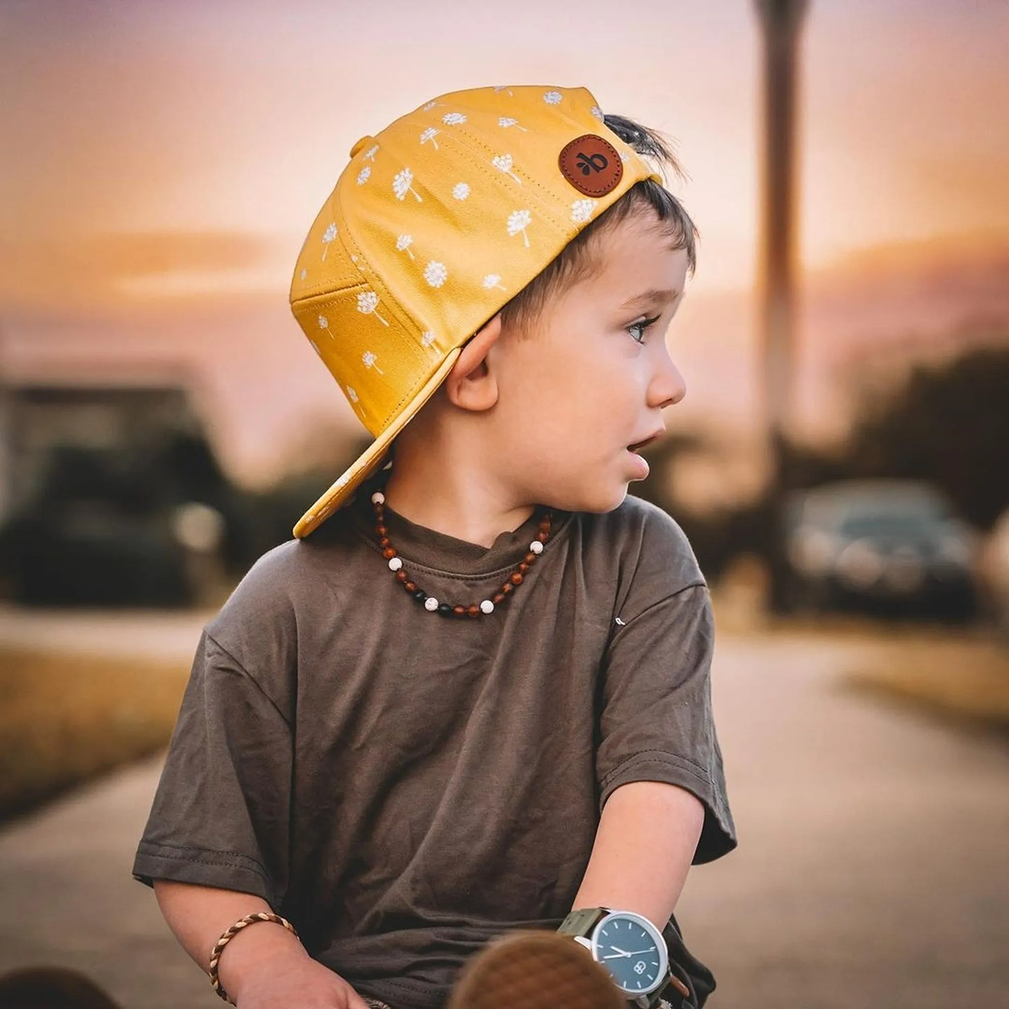 Kids | African Turquoise   Raw Cognac Aromatherapy Necklace