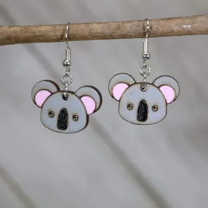 Koala Face Wooden Dangle Earrings by Cate's Concepts, LLC