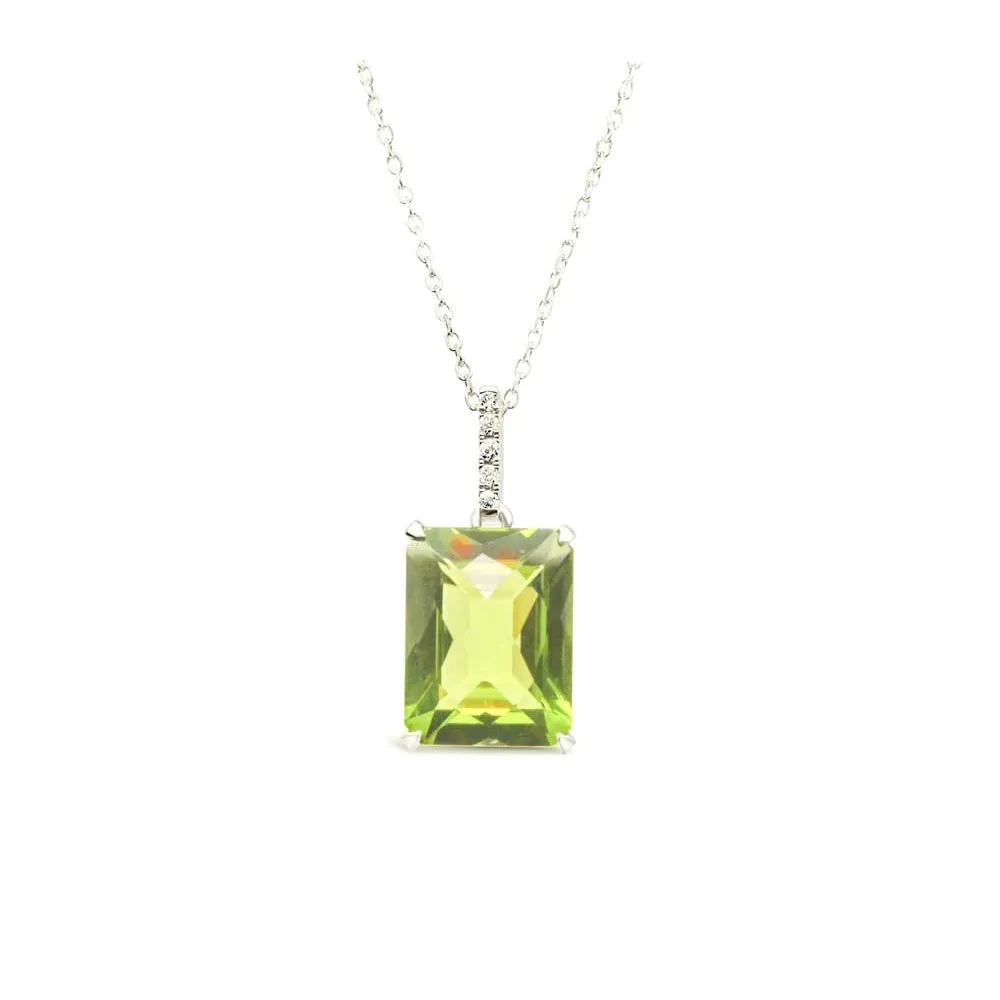 LaViano Fashion 14K White Gold Diamond and Peridot Necklace
