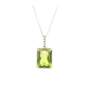 LaViano Fashion 14K White Gold Diamond and Peridot Necklace