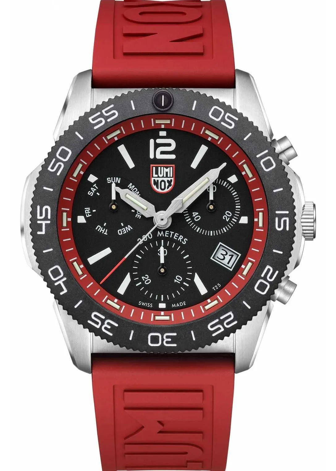 LUMINOX PACIFIC DIVER BLACK DIAL CHRONOGRAPH RED BAND XS.3155