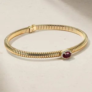Mark Henry 18k Yellow Gold Ruby and Diamond Flex Bangle