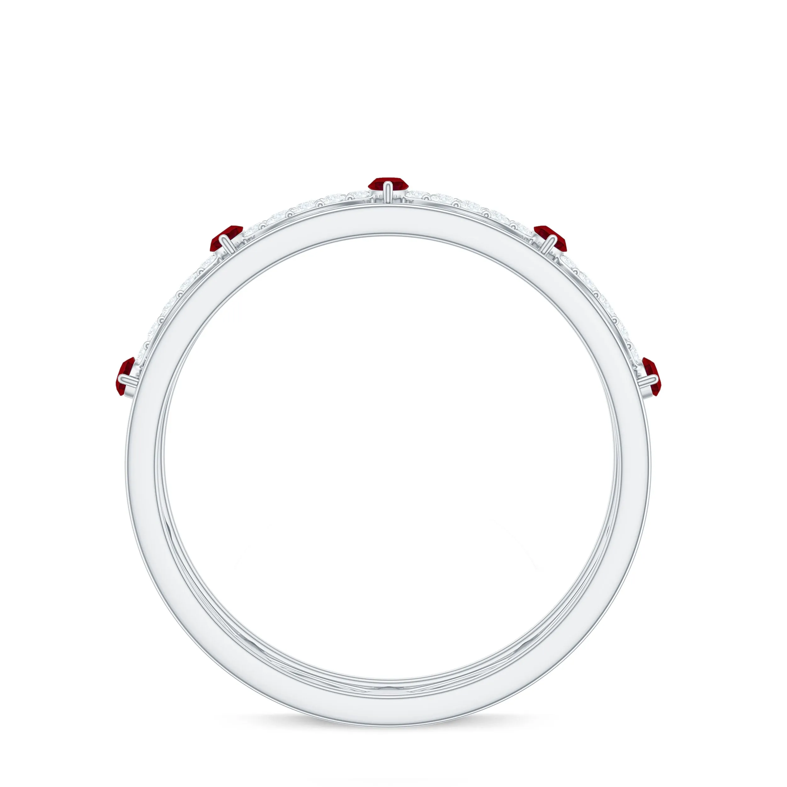 Marquise Created Ruby and Diamond Infinity Band Ring