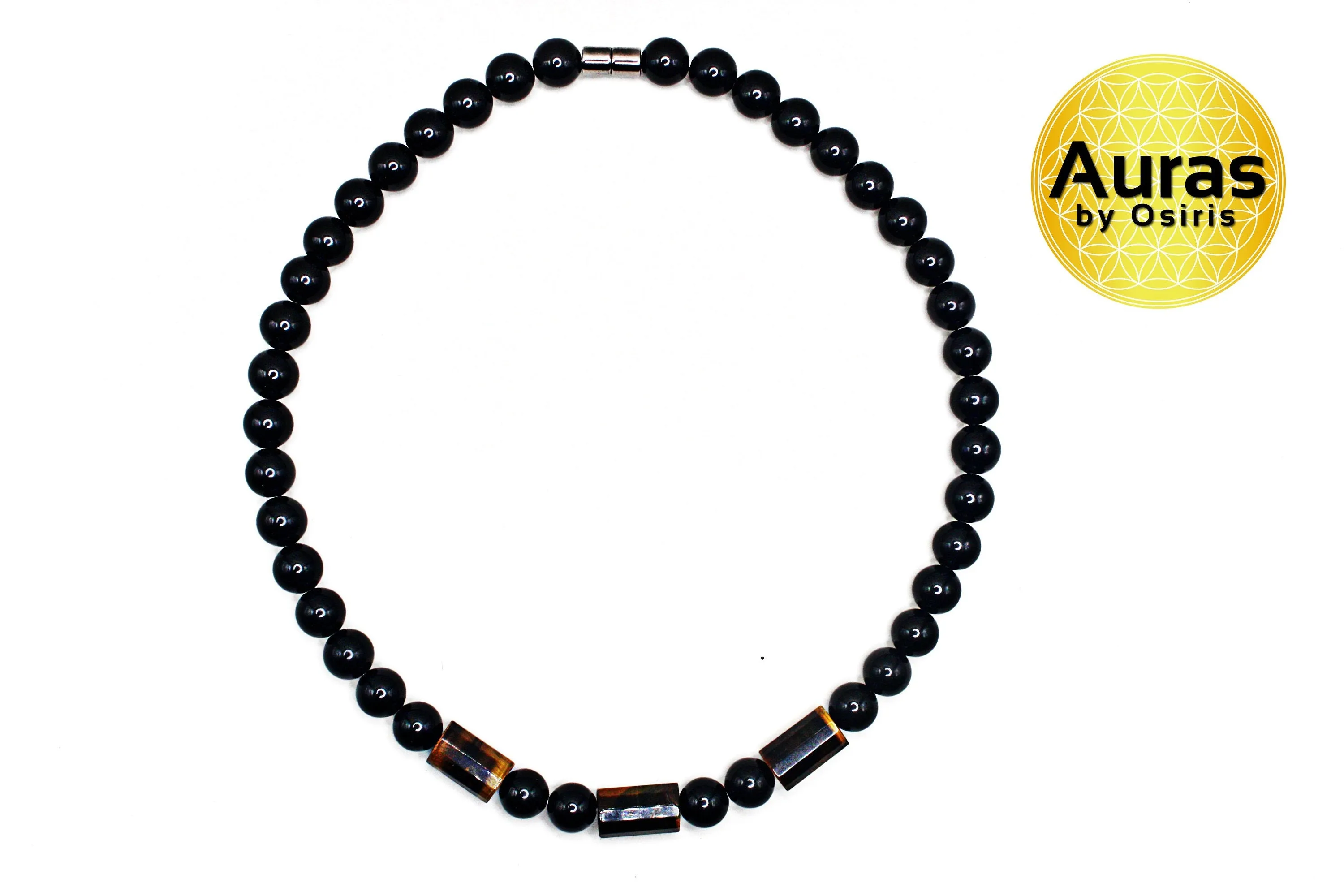 Mens Black Onyx Necklace for Protection Tigers Eye Necklace for Abundance & Prosperity Genuine Gemstone Necklaces Handmade in USA