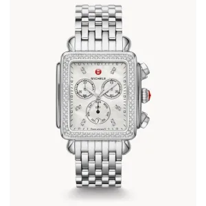 Michele Deco XL Stainless Steel Diamond Watch 36mm Quartz