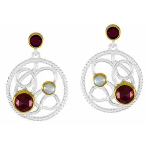 Michou Holiday Swirl Garnet and White Topaz Earrings - Orbits Collection