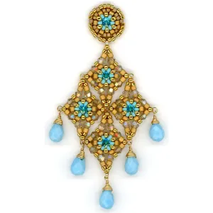 MIGUEL ASES BABY BLUE DIAMOND CHANDELIER EARRINGS