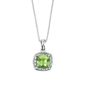 MILENA 9ct White Gold Peridot and Diamond Necklace