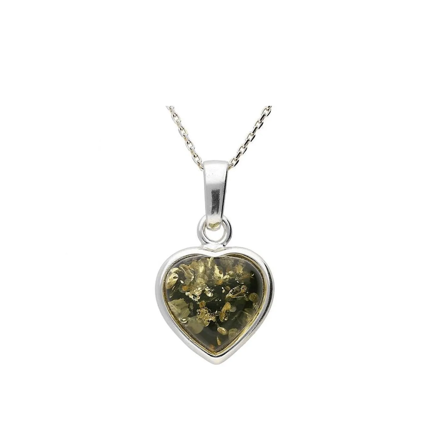 MILENA Necklace Sterling Silver and Baltic Amber Heart