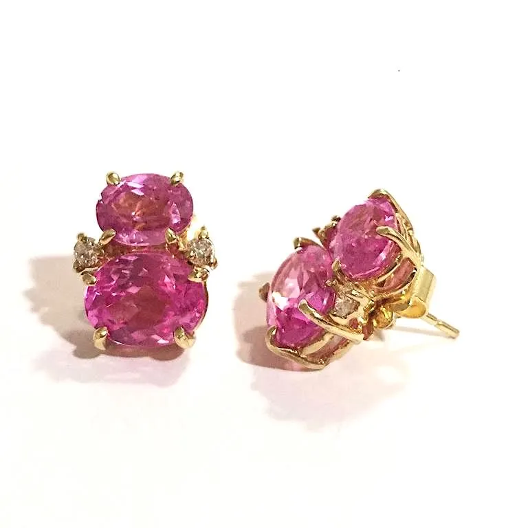 Mini GUM DROP™ Earrings with Pink Topaz and Diamonds