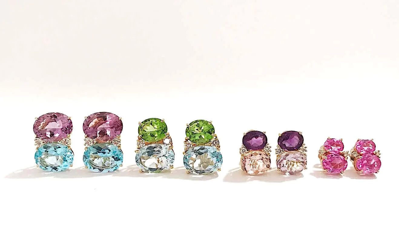 Mini GUM DROP™ Earrings with Pink Topaz and Diamonds