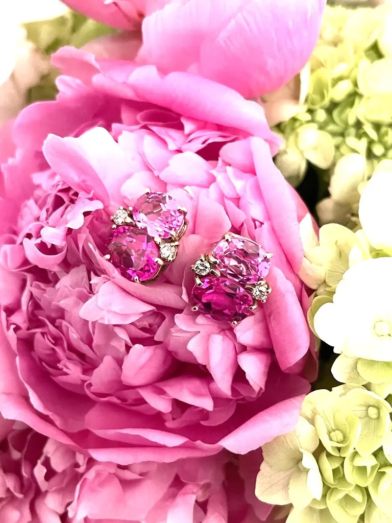 Mini GUM DROP™ Earrings with Pink Topaz and Diamonds
