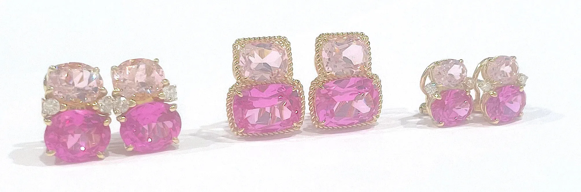 Mini GUM DROP™ Earrings with Pink Topaz and Diamonds