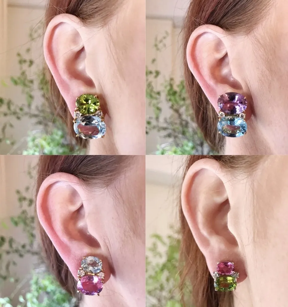 Mini GUM DROP™ Earrings with Pink Topaz and Diamonds