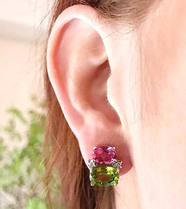 Mini GUM DROP™ Earrings with Pink Topaz and Diamonds