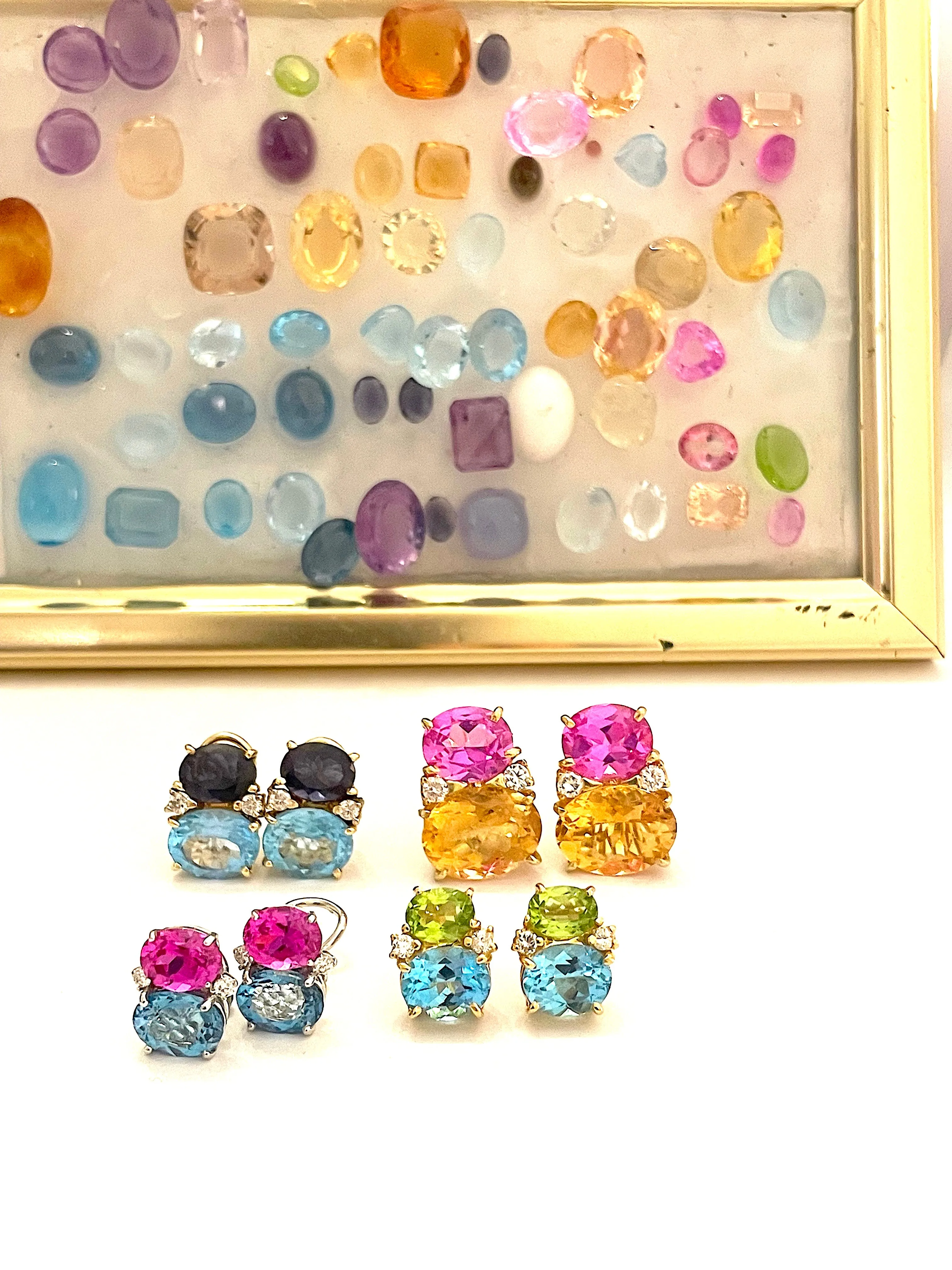 Mini GUM DROP™ Earrings with Pink Topaz and Diamonds