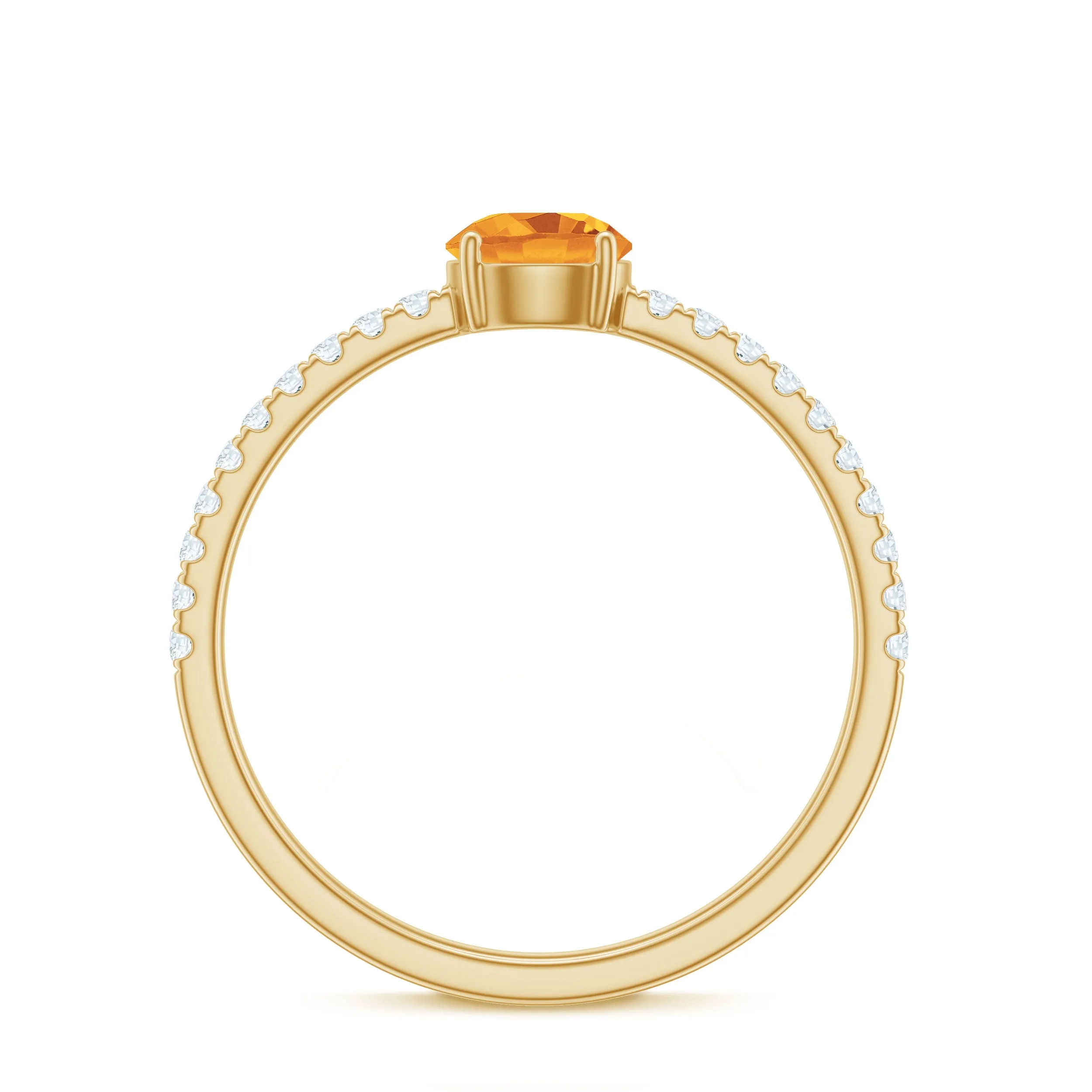 Minimal Citrine Solitaire Promise Ring with Diamonds