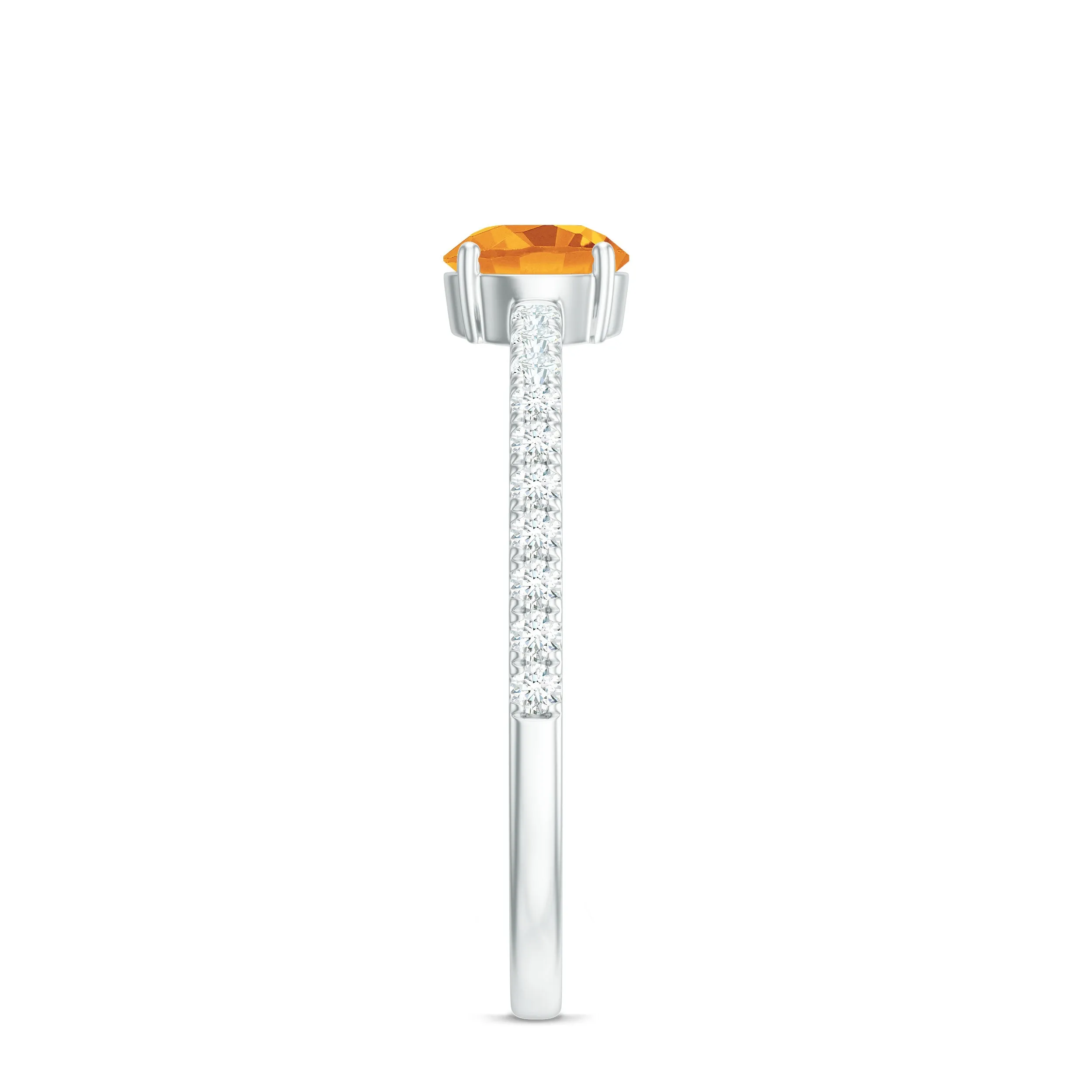 Minimal Citrine Solitaire Promise Ring with Diamonds