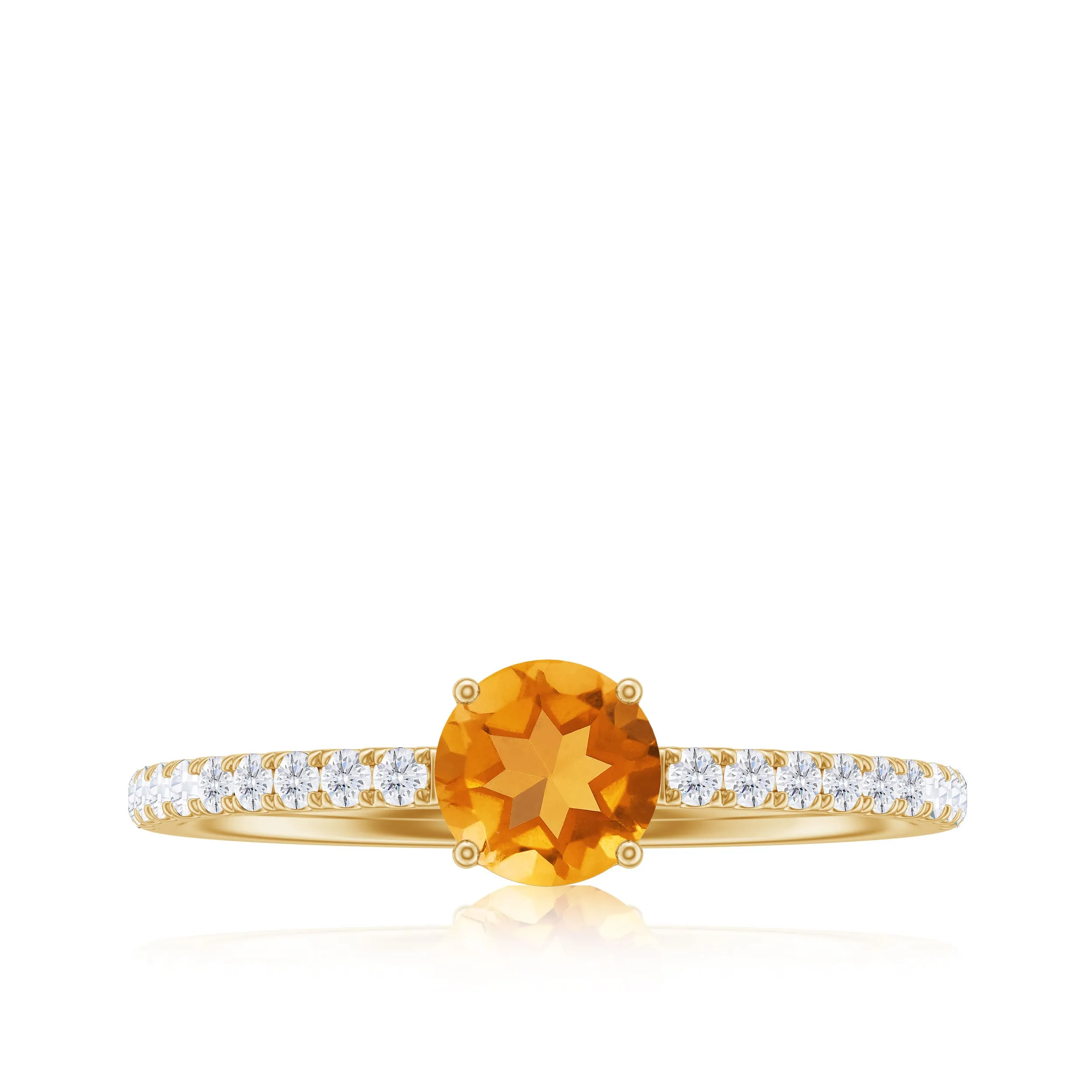 Minimal Citrine Solitaire Promise Ring with Diamonds