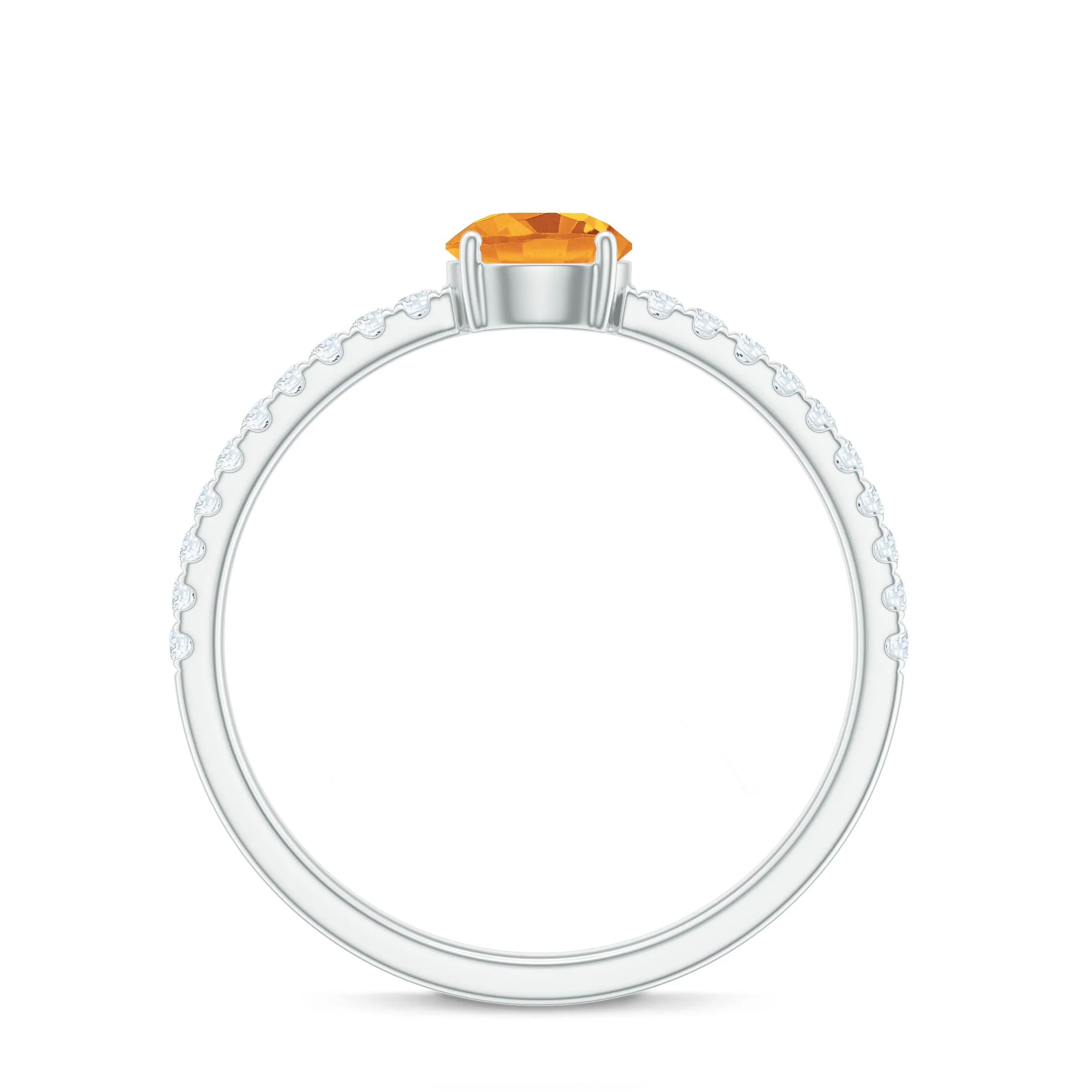 Minimal Citrine Solitaire Promise Ring with Diamonds