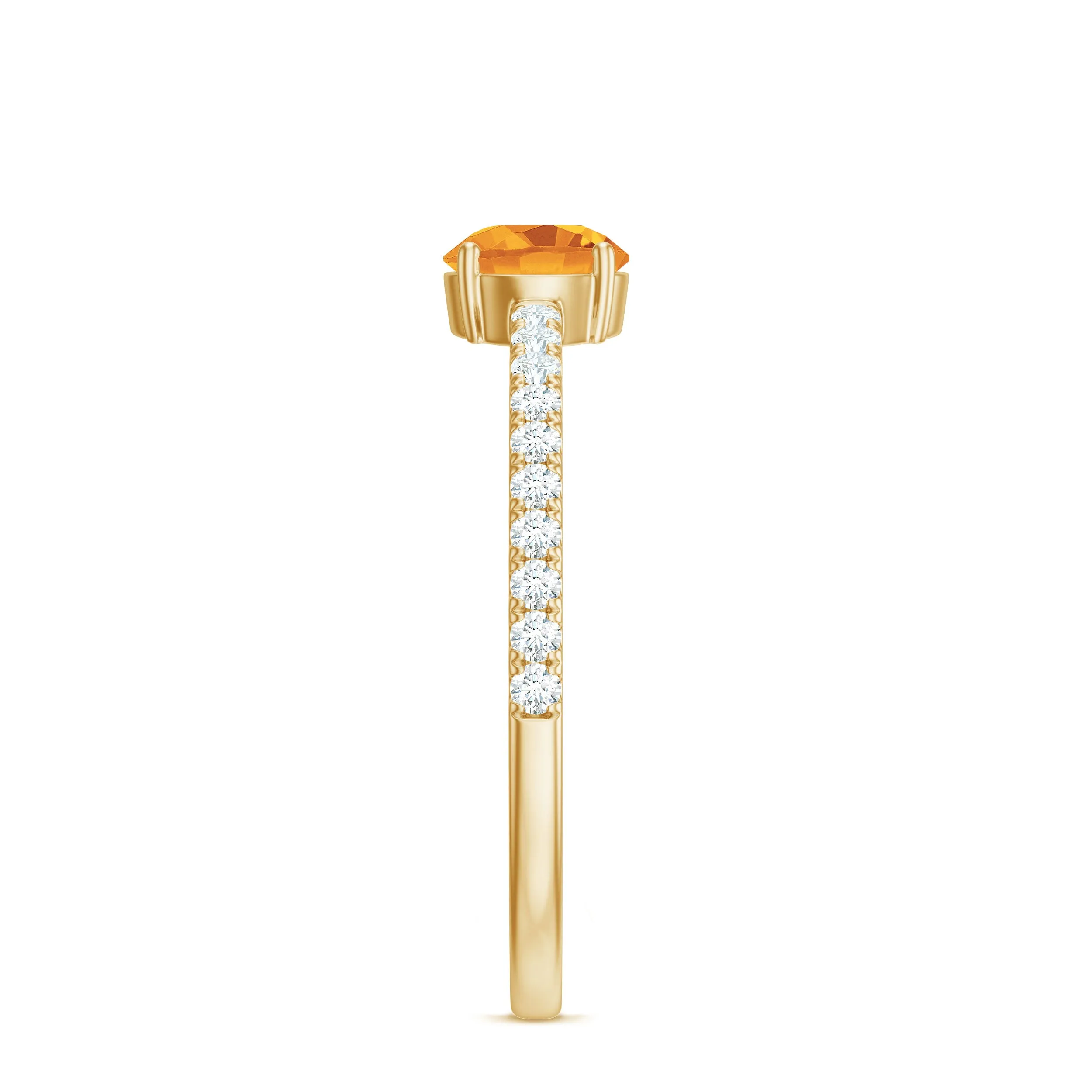 Minimal Citrine Solitaire Promise Ring with Diamonds
