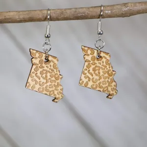 Missouri State Cheetah Print Wooden Dangle Earrings by Cate's Concepts, LLC