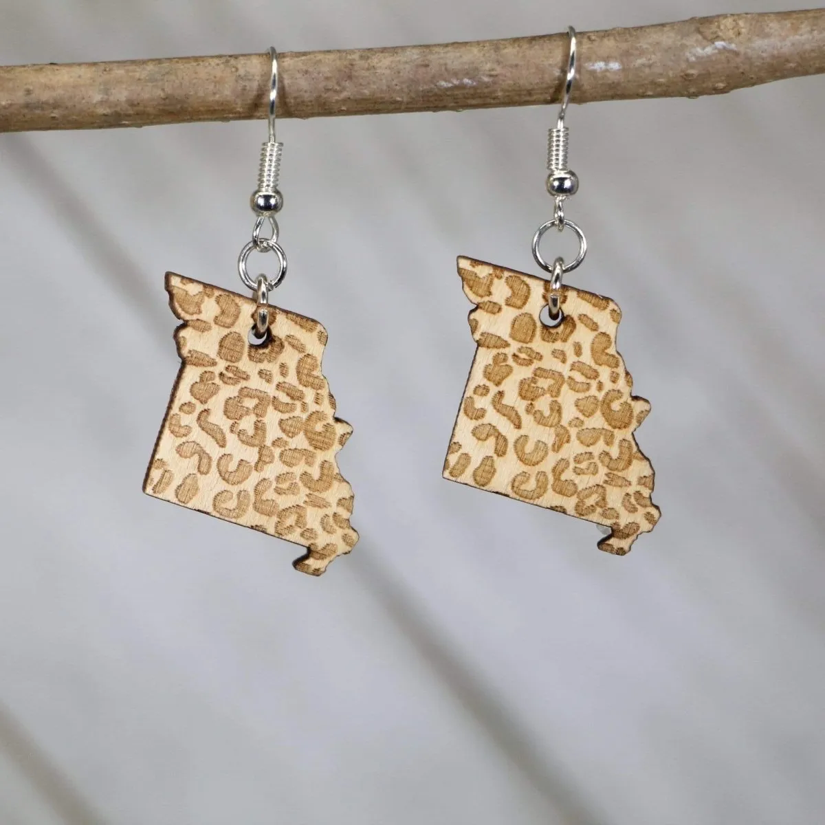Missouri State Cheetah Print Wooden Dangle Earrings by Cate's Concepts, LLC