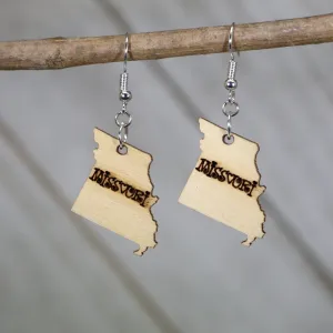 Missouri State Wooden Dangle Earrings by Cate's Concepts, LLC
