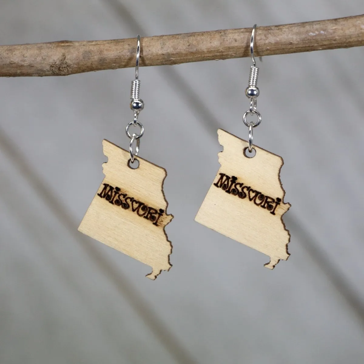 Missouri State Wooden Dangle Earrings by Cate's Concepts, LLC
