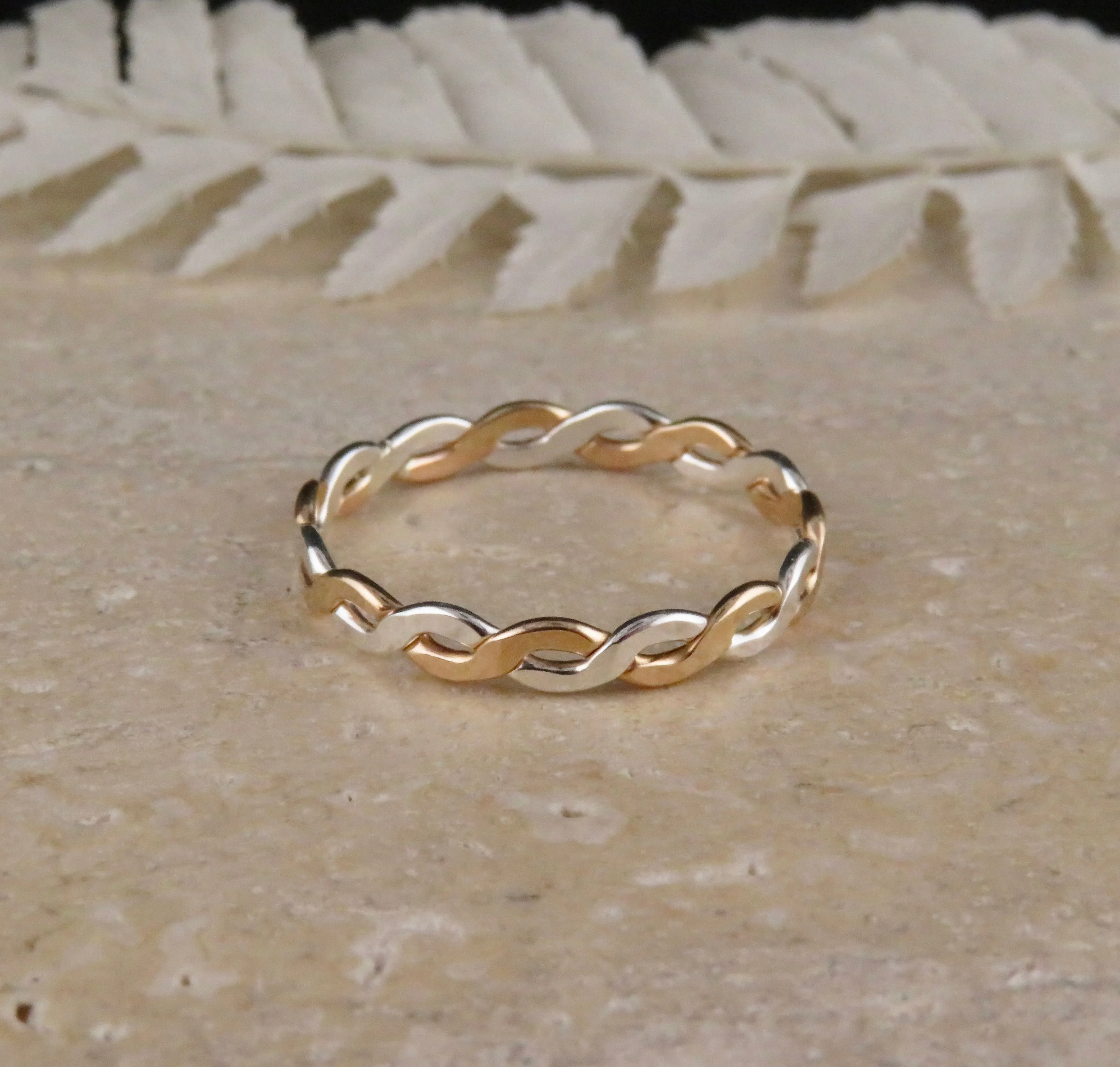 Mixed Metal Hammered Twist Ring