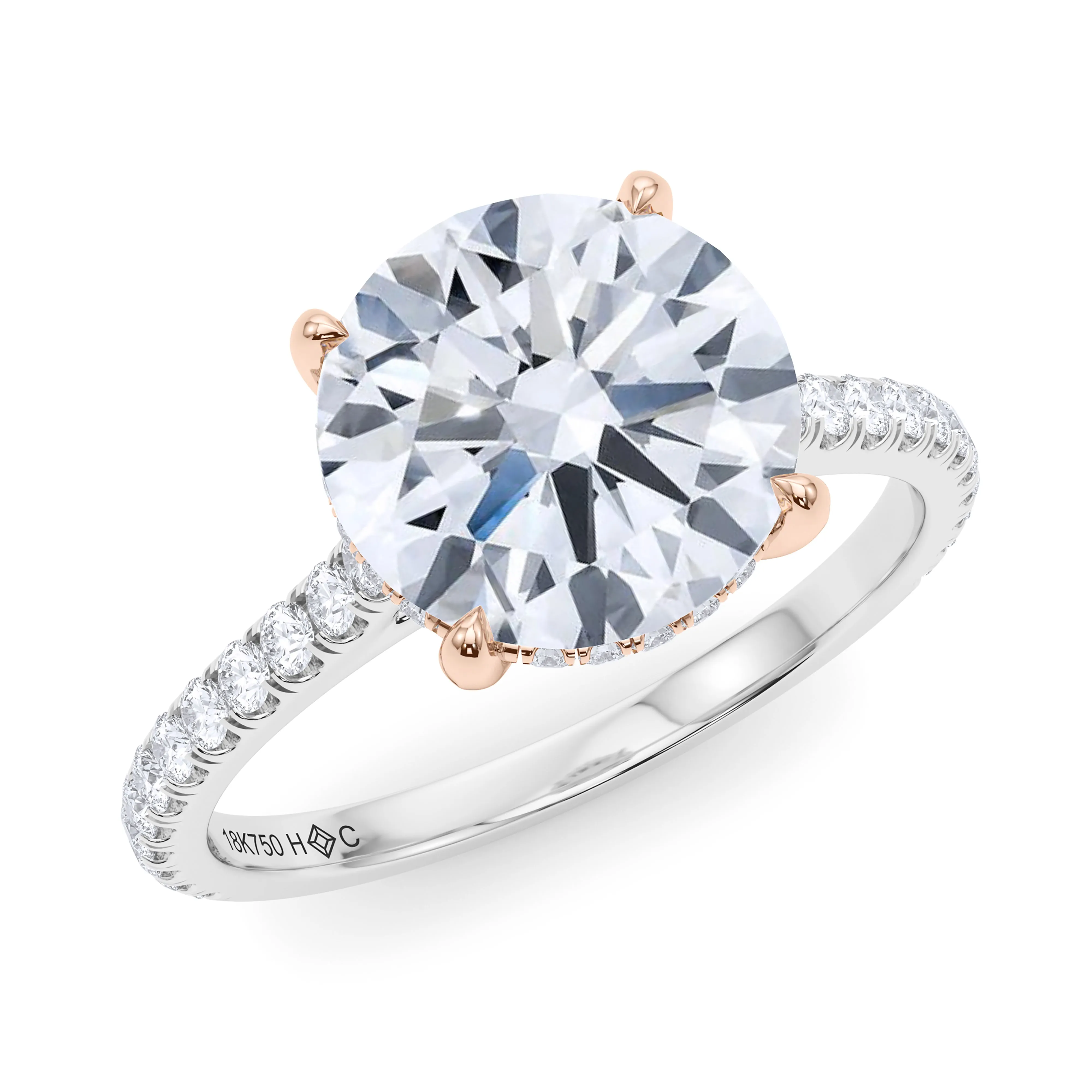 Mixed Metal Round Brilliant Pave Diamond Ring