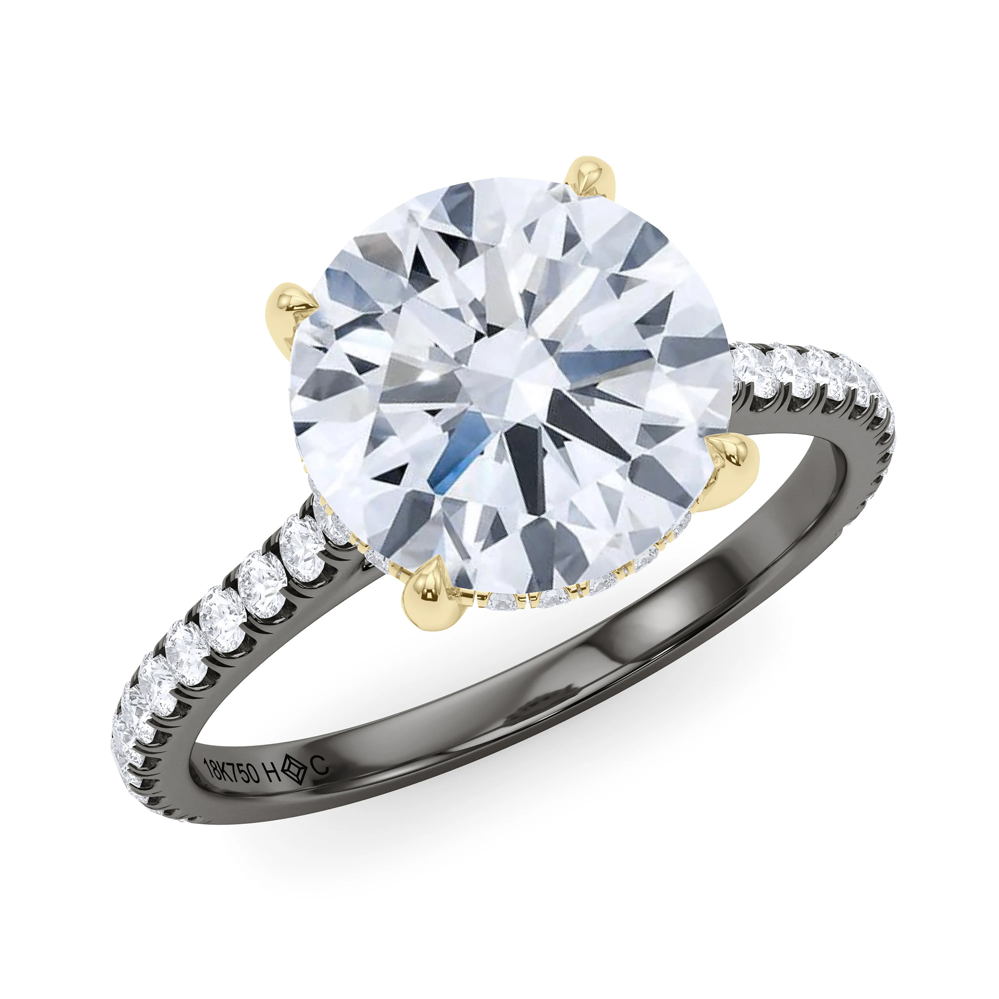 Mixed Metal Round Brilliant Pave Diamond Ring