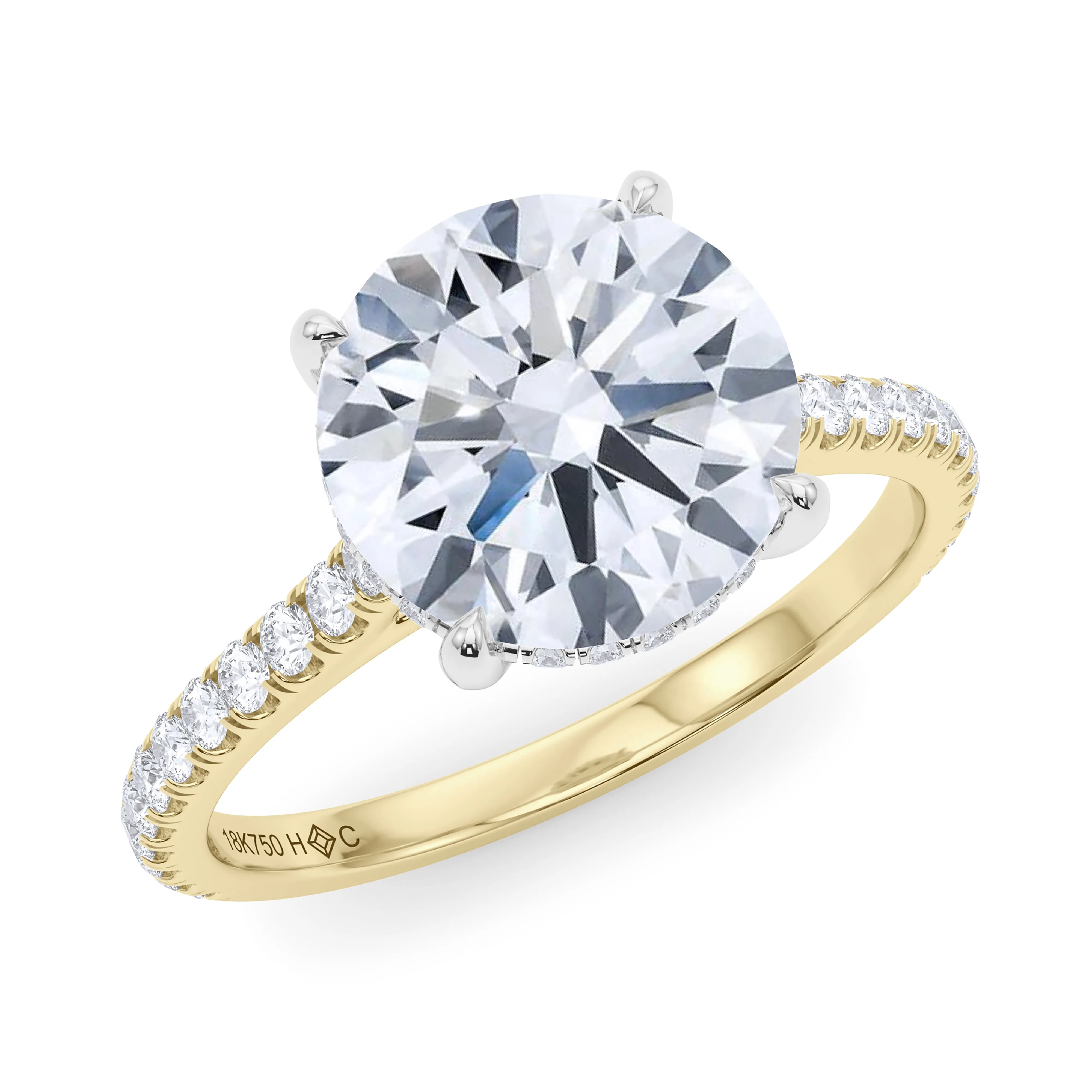 Mixed Metal Round Brilliant Pave Diamond Ring