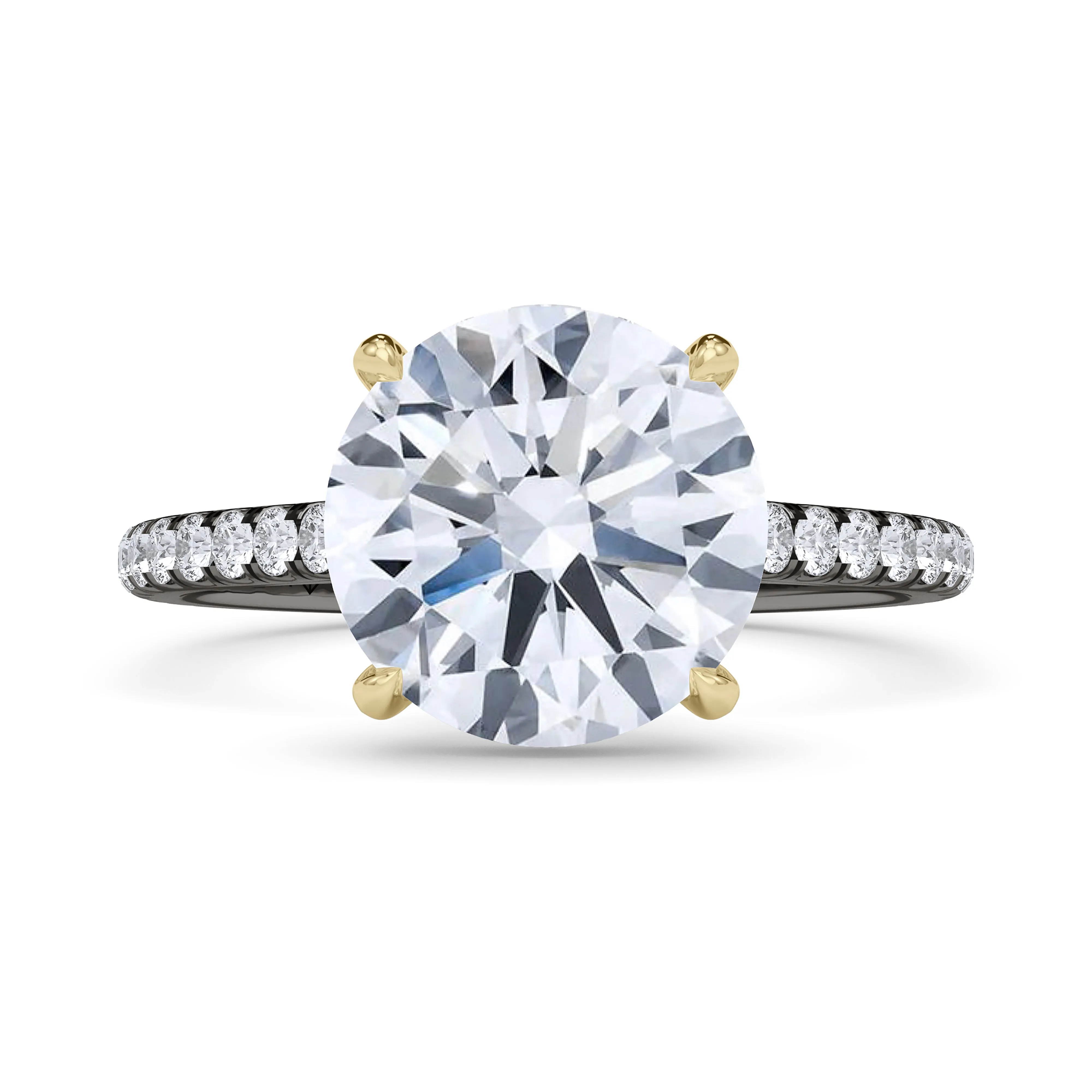 Mixed Metal Round Brilliant Pave Diamond Ring