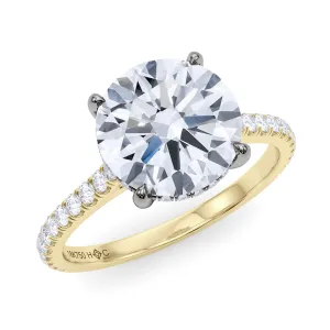 Mixed Metal Round Brilliant Pave Diamond Ring