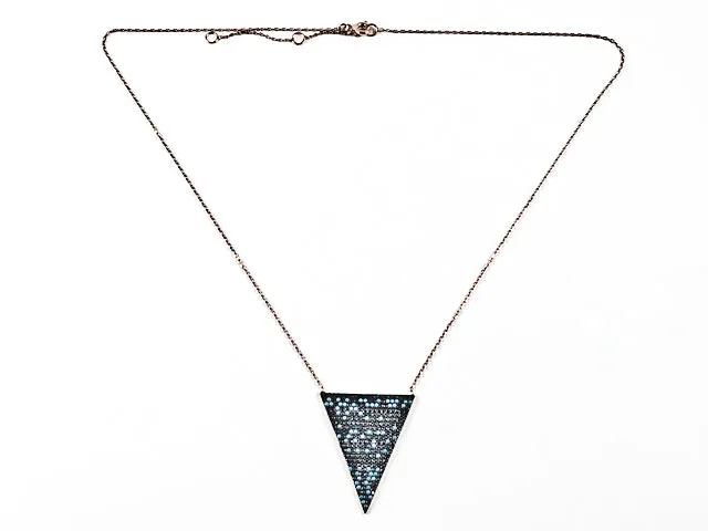 Modern Unique Colorful Pattern Triangular Shaped Silver Necklace