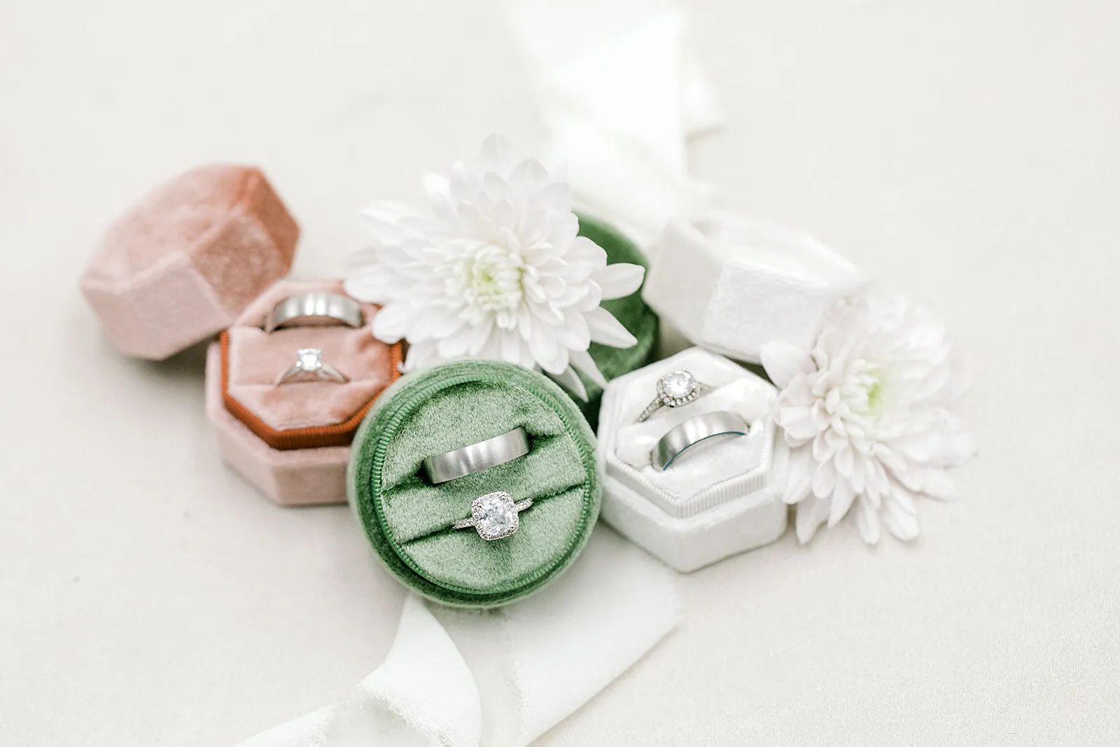 Moss Green Velvet Round Ring Box