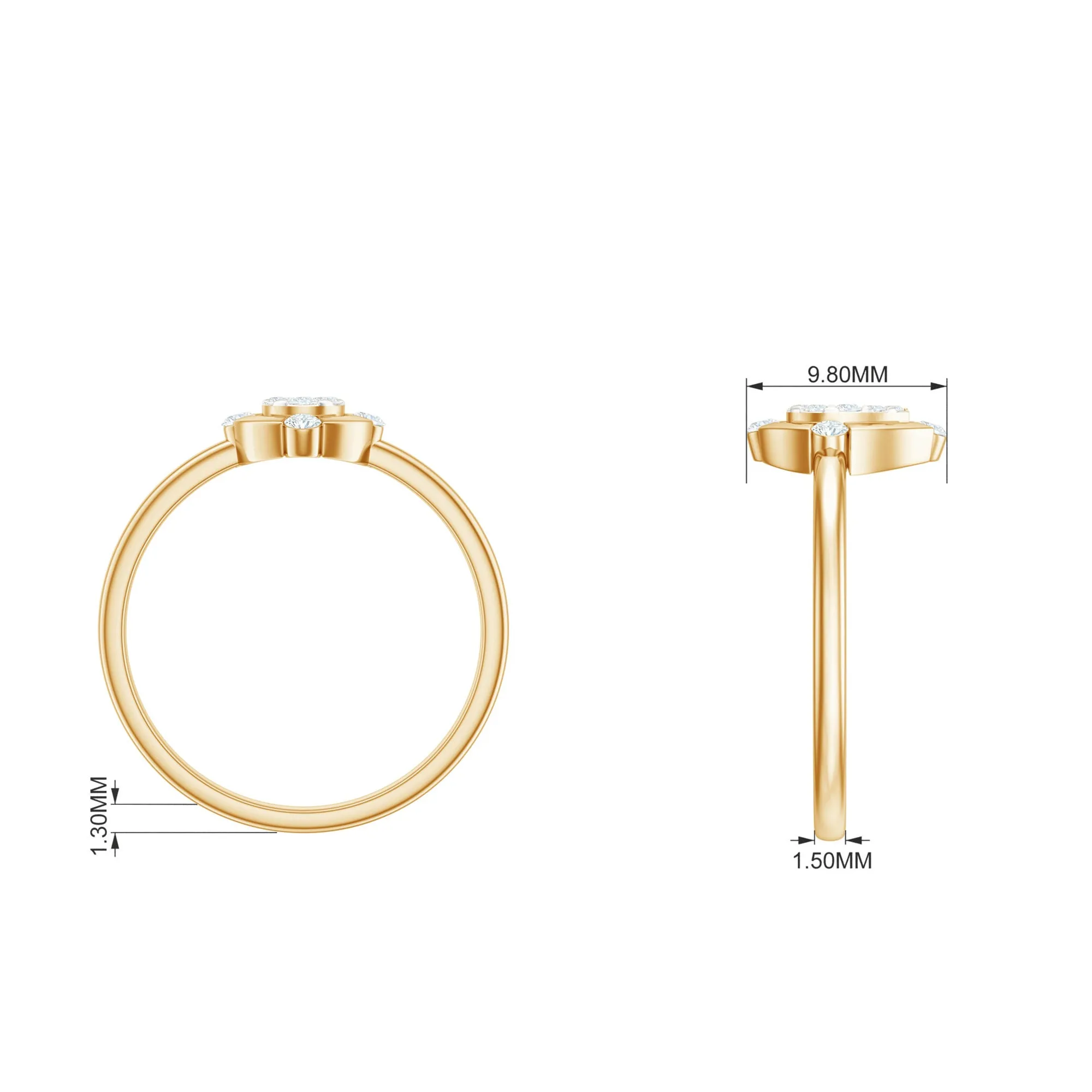 Natural Diamond Gold Teardrop Ring in Illusion Setting