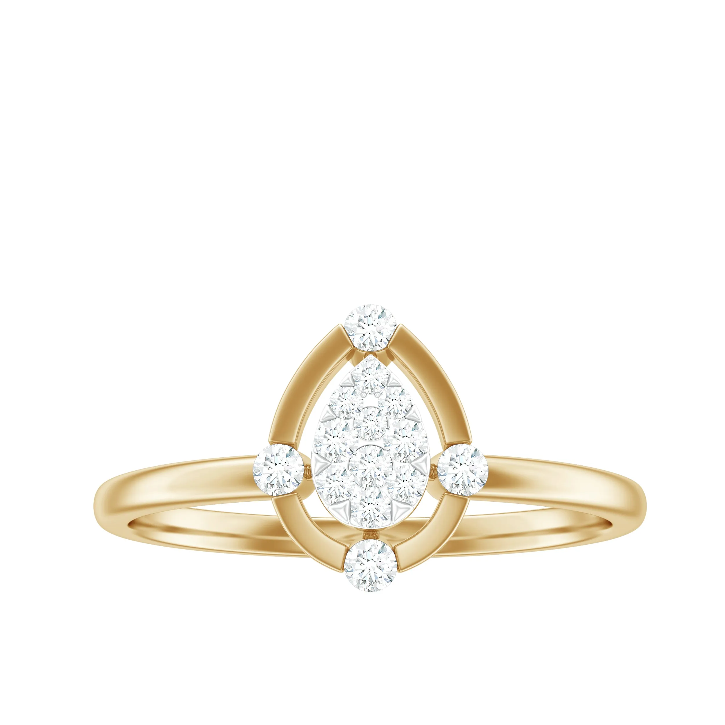 Natural Diamond Gold Teardrop Ring in Illusion Setting