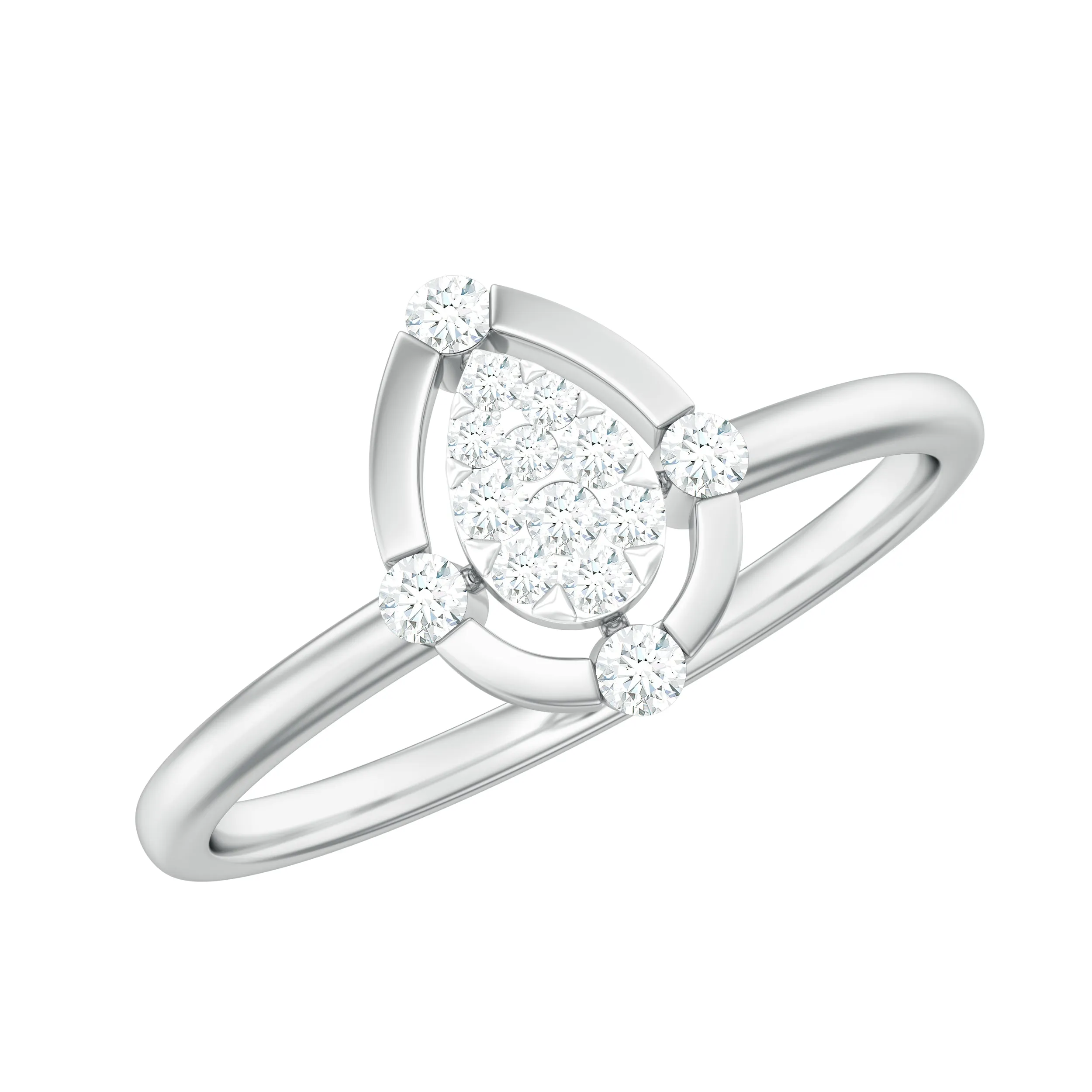 Natural Diamond Gold Teardrop Ring in Illusion Setting