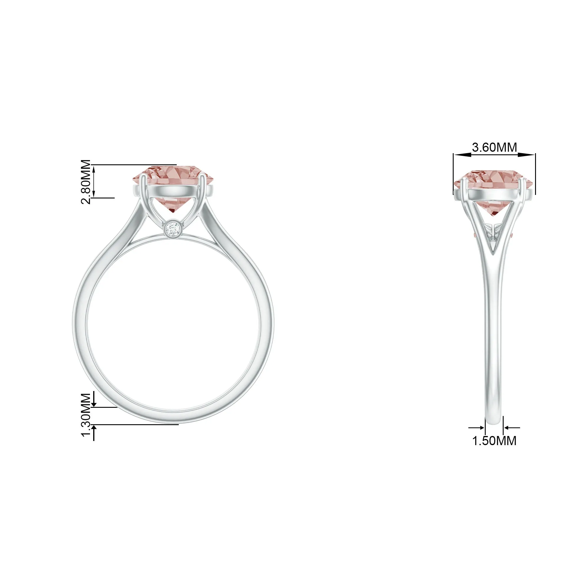 Natural Morganite Solitaire Engagement Ring