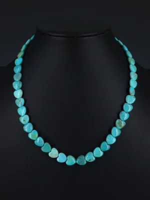Navajo 18" Single Strand Turquoise Heart Necklace