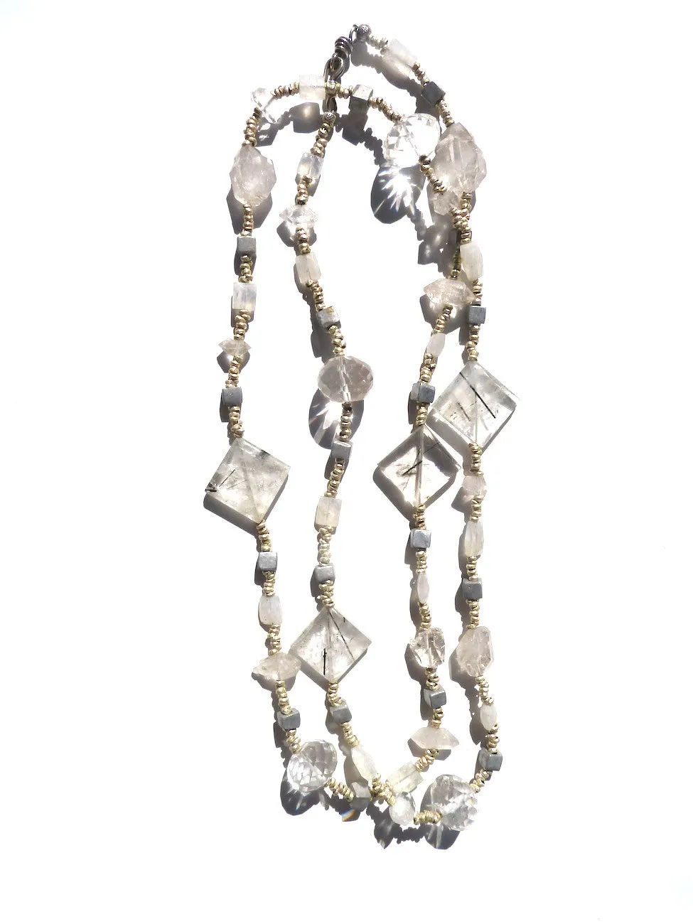 Necklace Quartz Crystal Moonstone And Sterling Silver