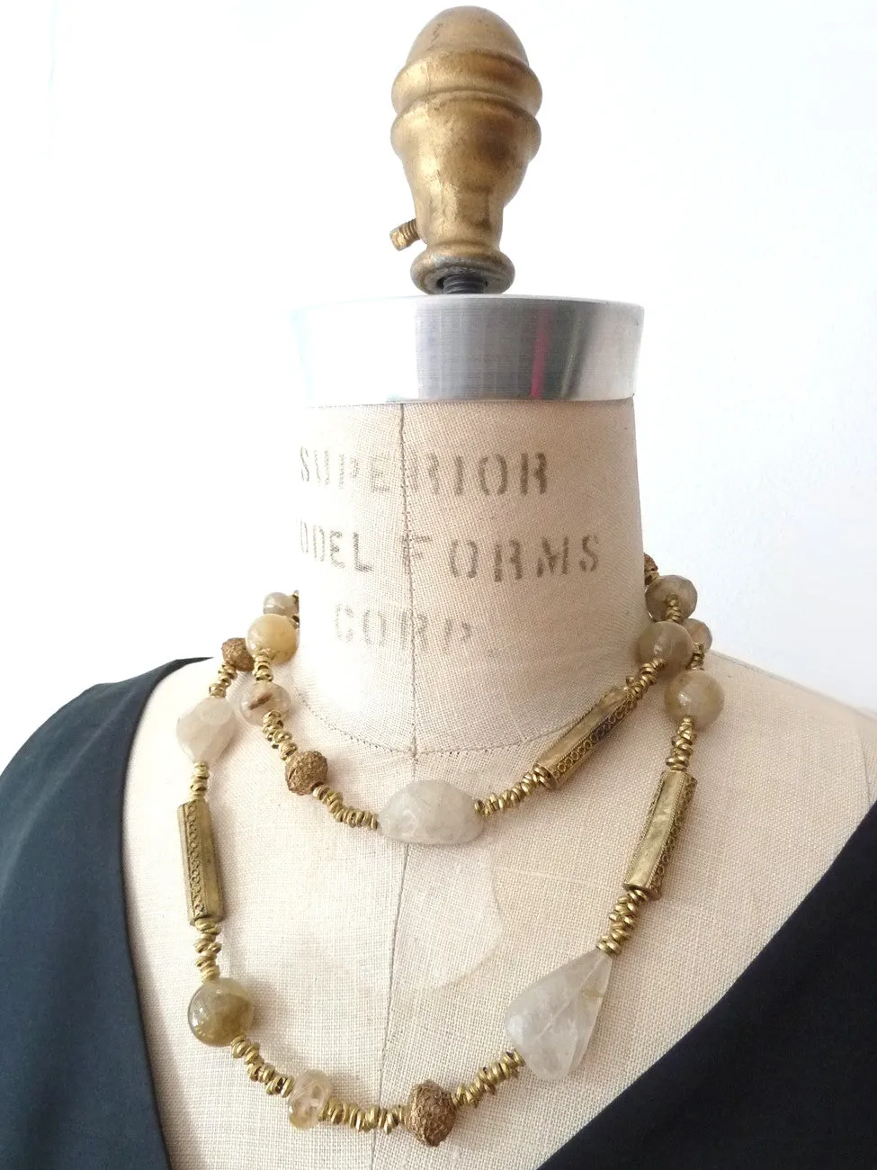 Necklace Quartz Crystal Moonstone And Sterling Silver