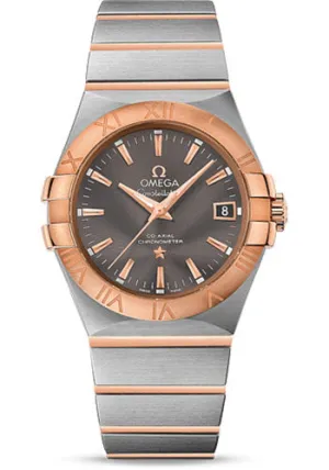 Omega Constellation Co-Axial Watch - 35 mm Steel Case - 18K Red Gold Bezel - Grey Dial - 123.20.35.20.06.002