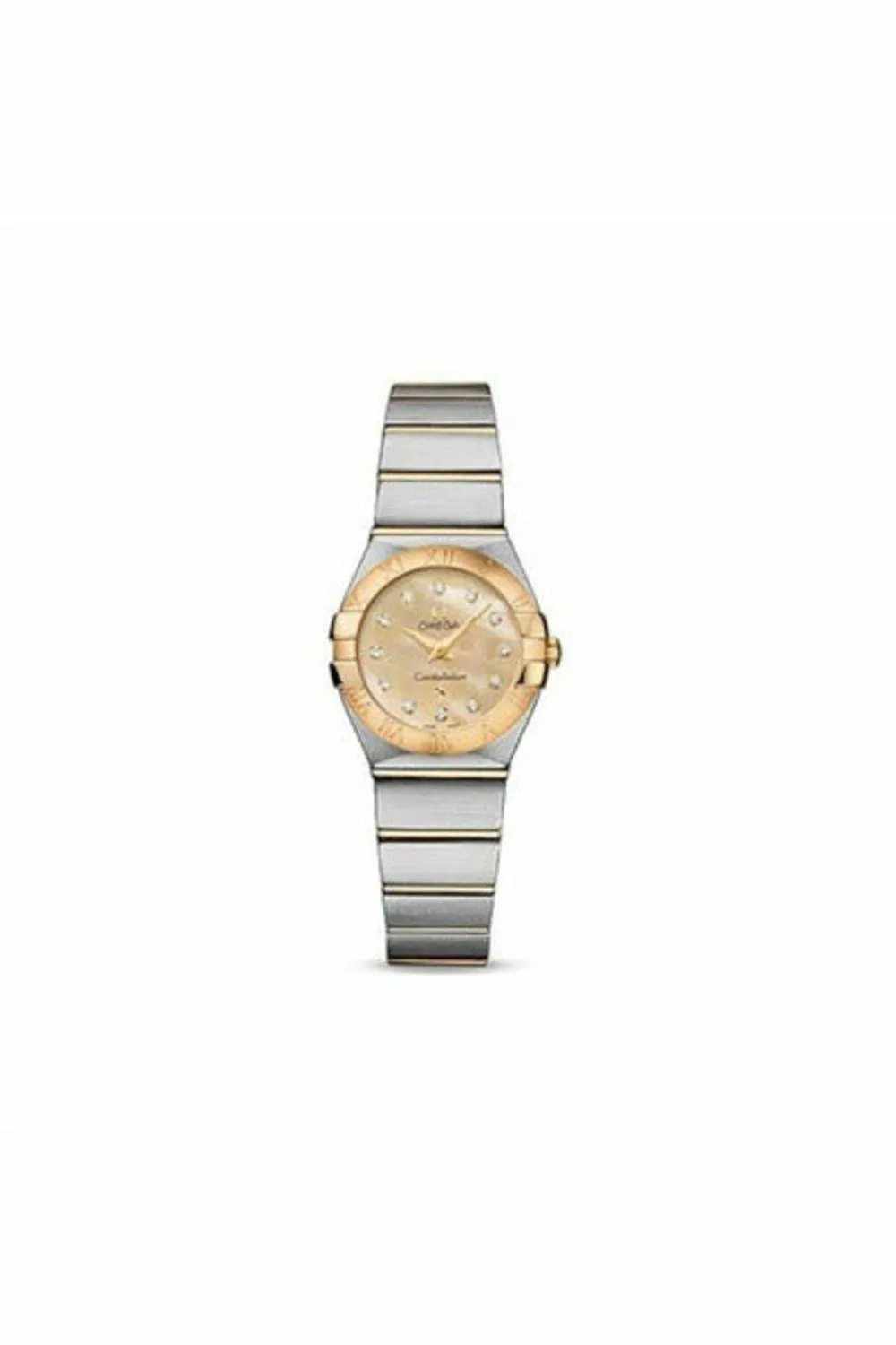 omega constellation stainless steel & 18kt yellow gold 24mm ladies watch